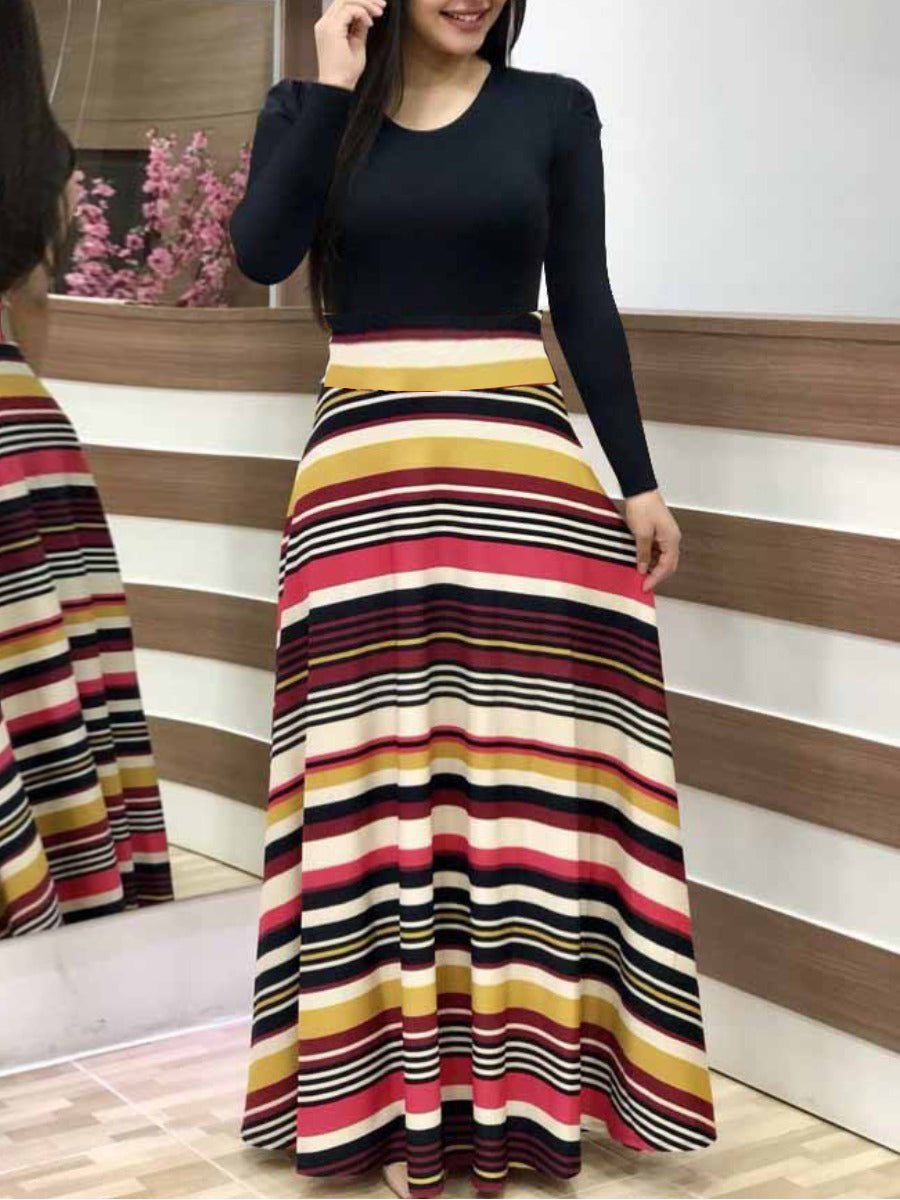 Plus Size Striped A Line Dress AC2013