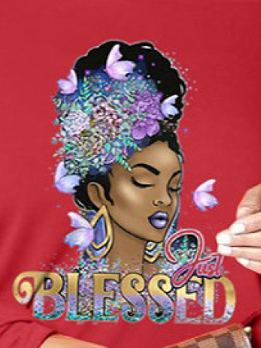 Plus Size Off The Shoulder Figure Letter Butterfly Print Dress AT9034