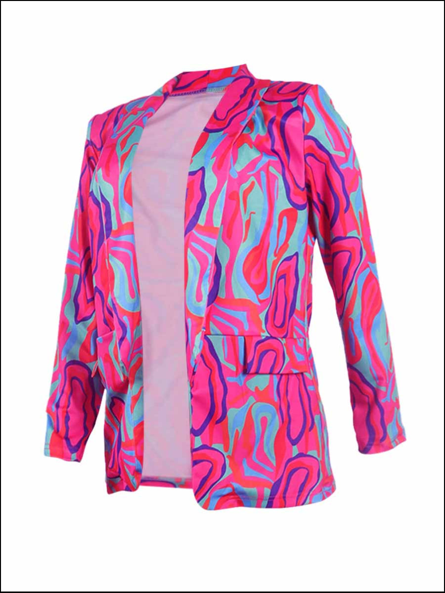 Plus Size Tie Dye Pocket Design Blazer AC2027