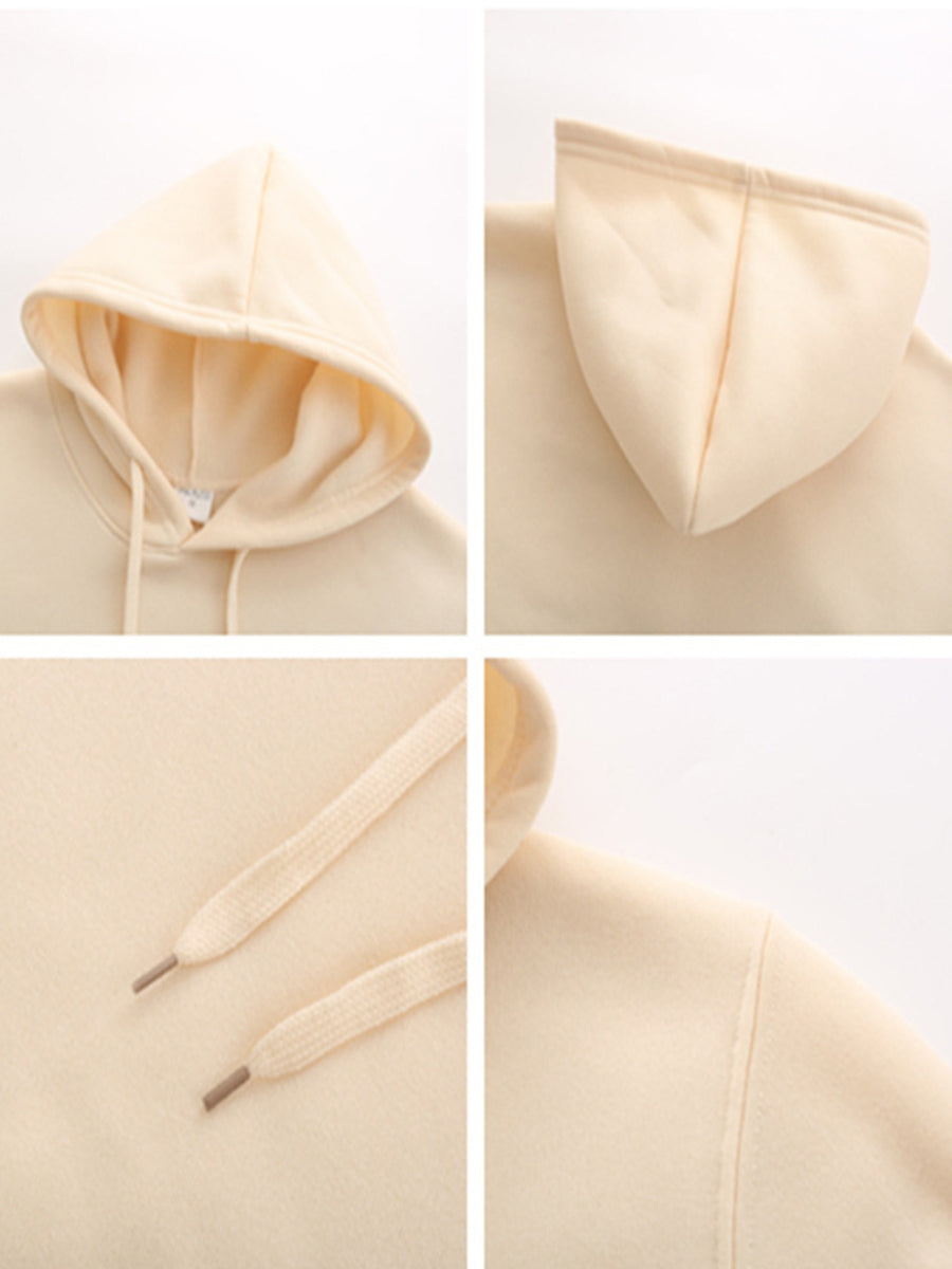 Plus Size Hoodede Collar Letter Print Patchwork Hoodie AT9032