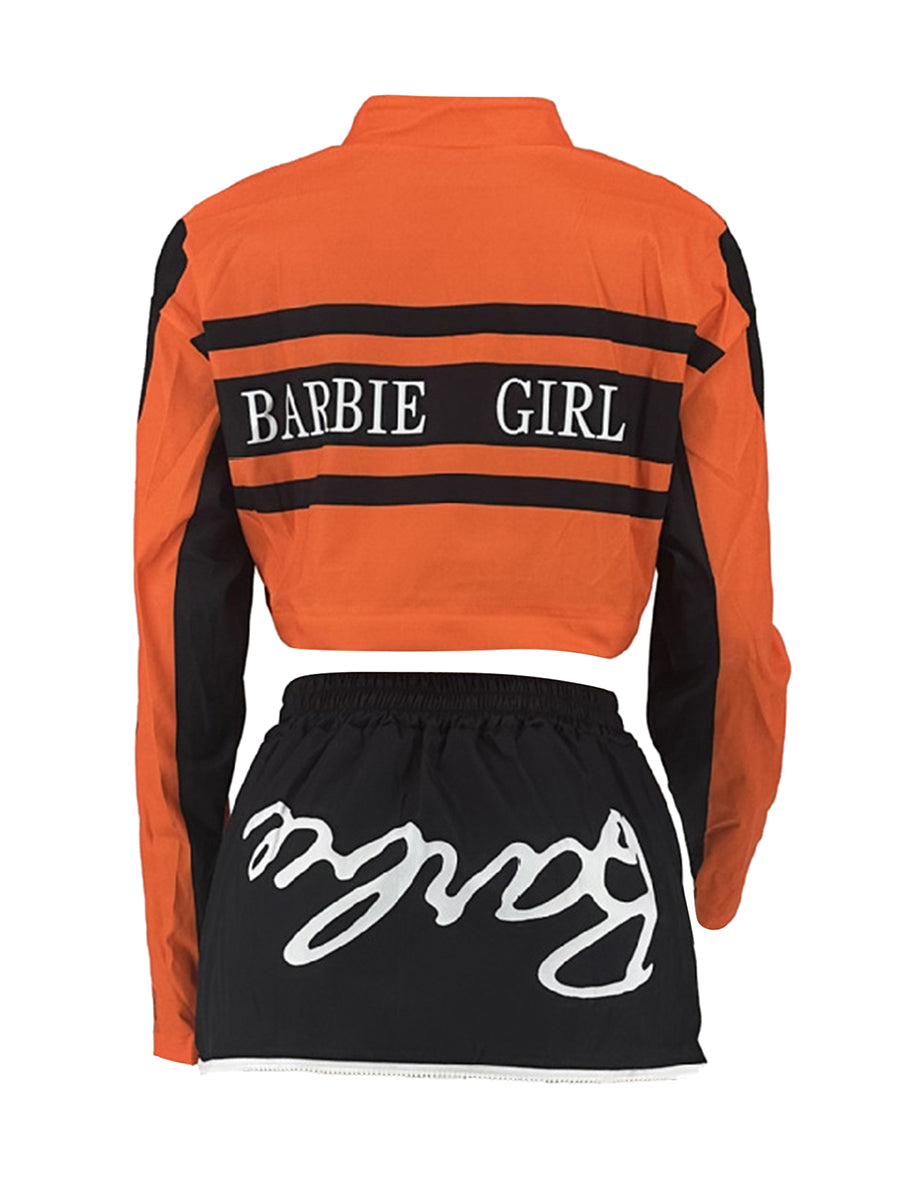 Crop Top Letter Print Skirt Set BO5085 Furdela
