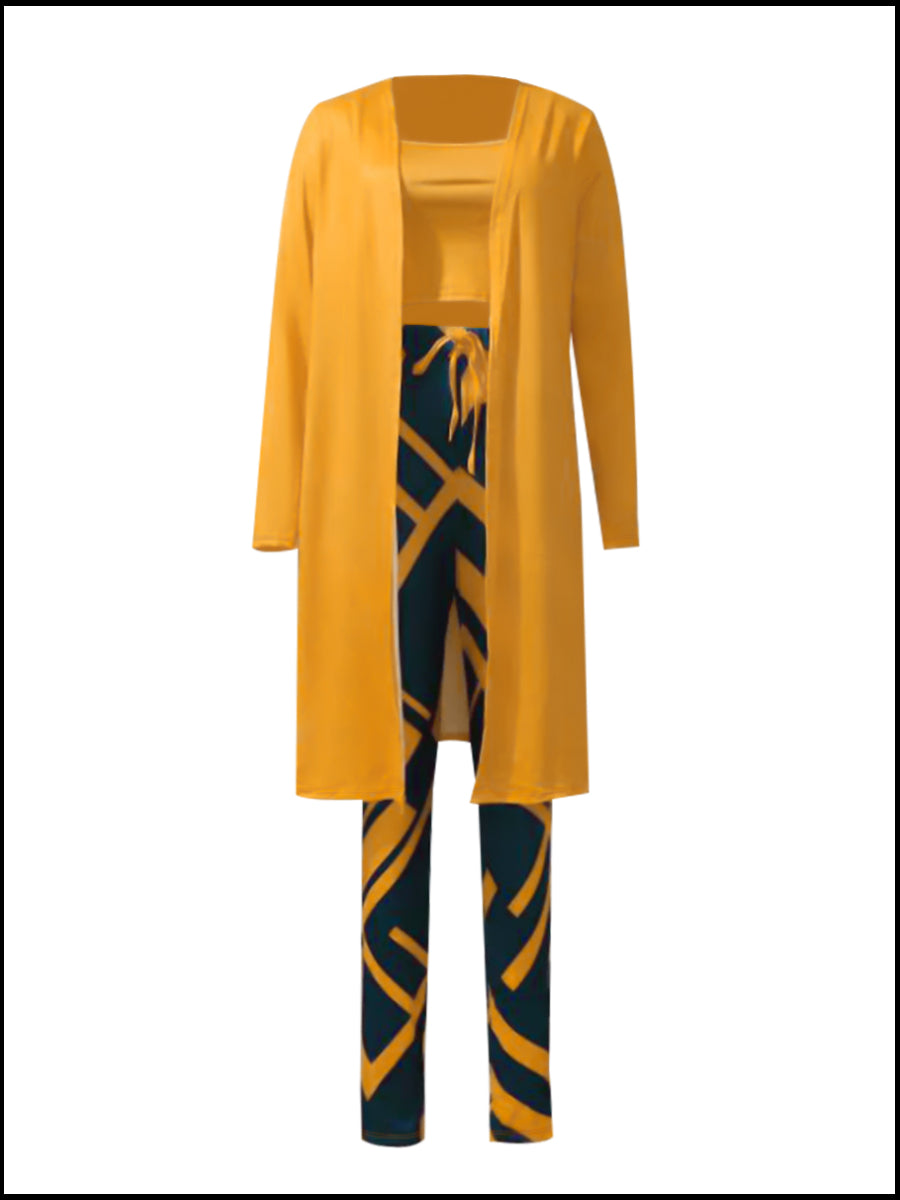 Cami Geometric Print Drawstring Three Piece Pants Set BO5084 Furdela
