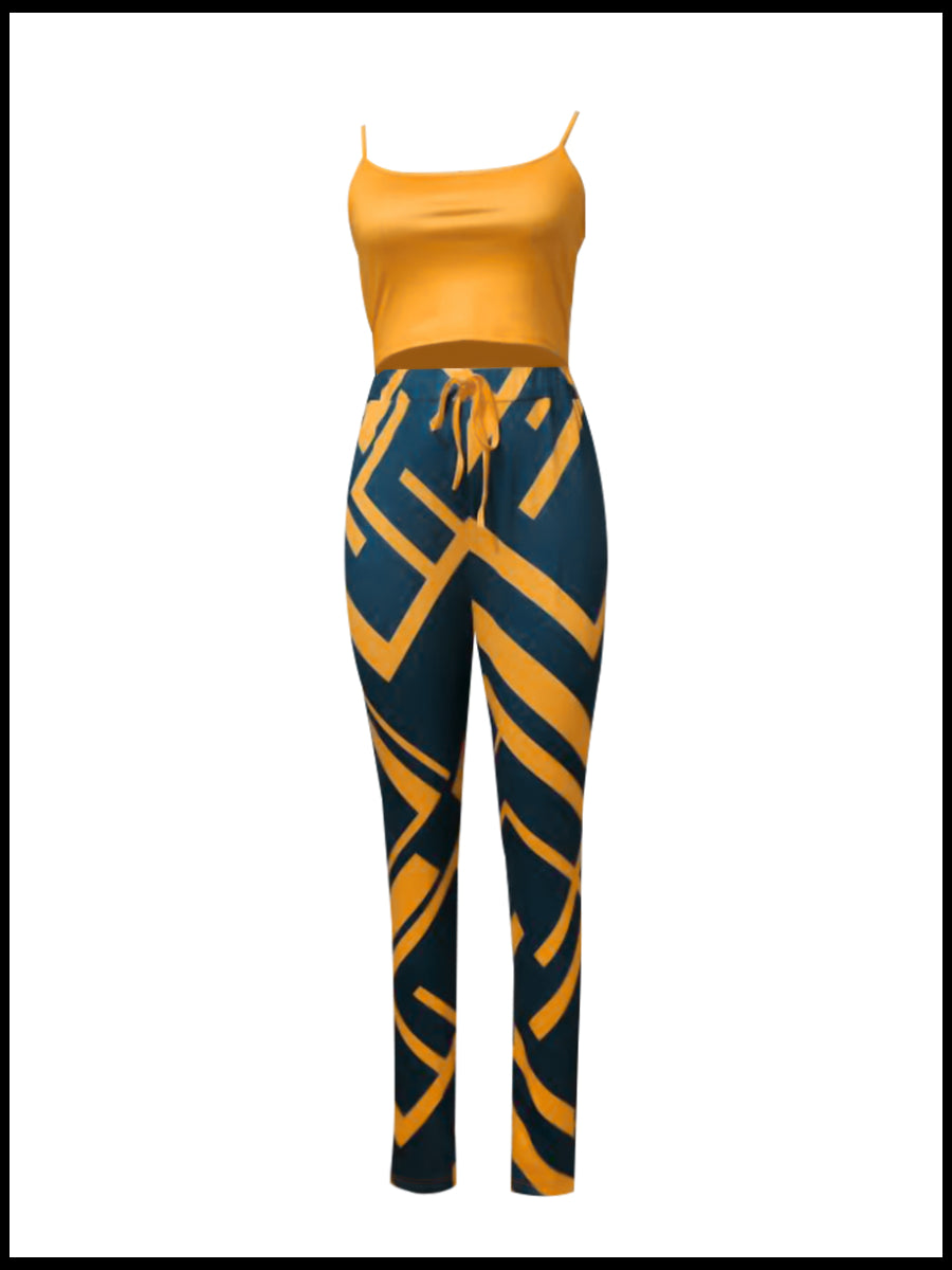 Cami Geometric Print Drawstring Three Piece Pants Set BO5084 Furdela