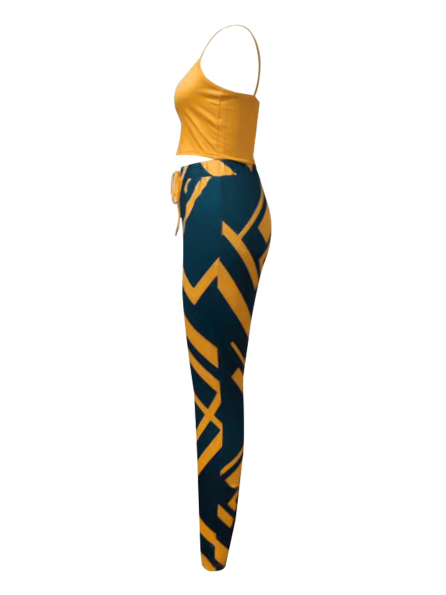 Cami Geometric Print Drawstring Three Piece Pants Set BO5084 Furdela