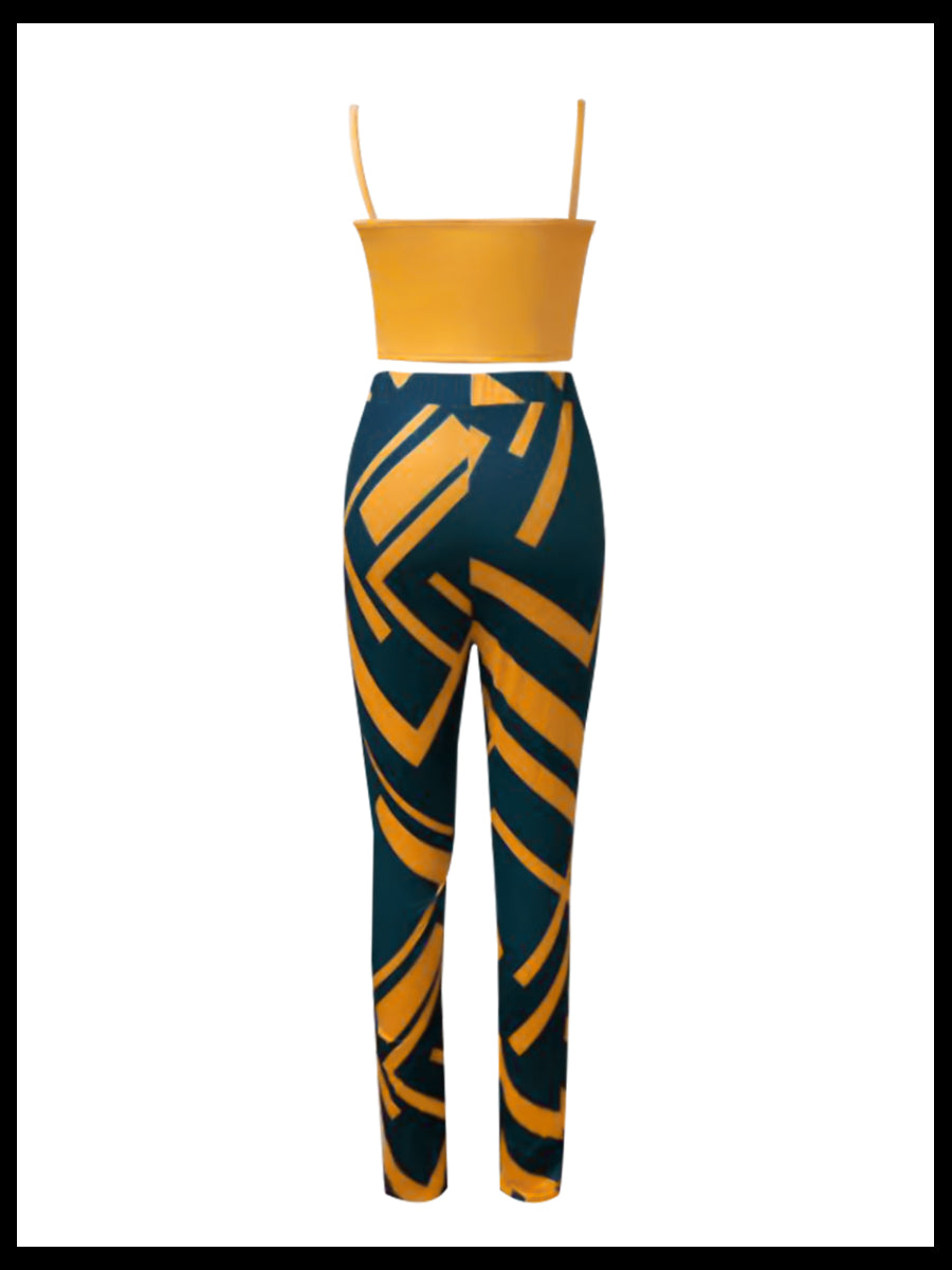 Cami Geometric Print Drawstring Three Piece Pants Set BO5084 Furdela