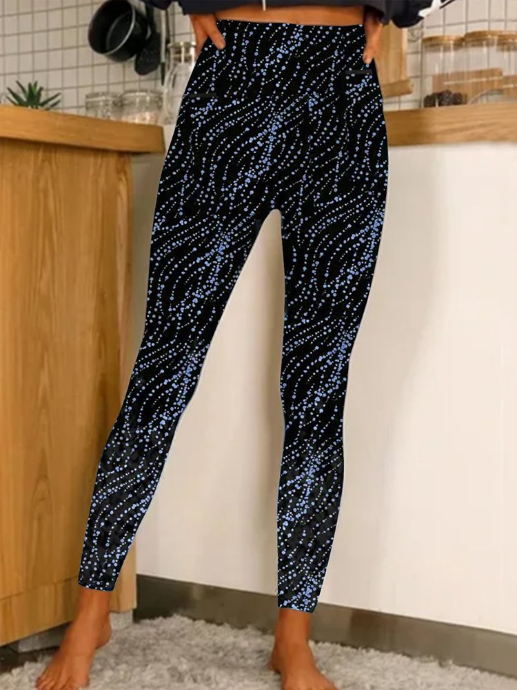 Women's Black legging Christmas Shinny Golend Glittering Print Thick Warm Elastic Leggings QS90