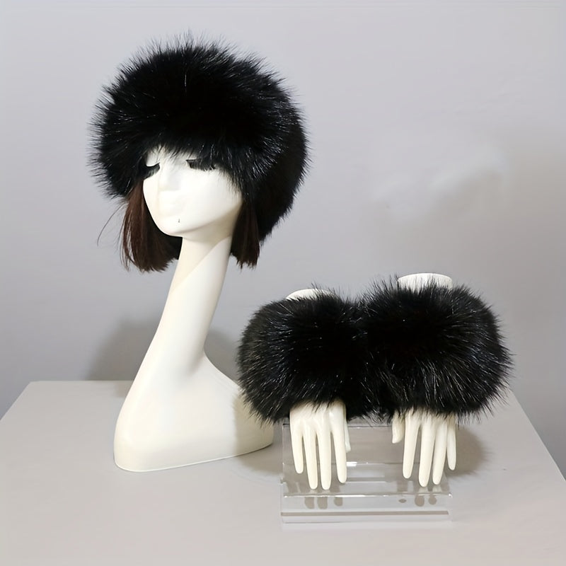 Fuzzy Hat & Fake Cuff Set EG6354 Furdela