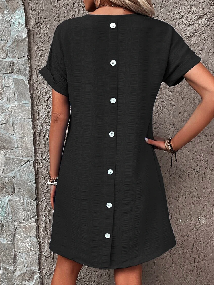 Vacation Linen V Neck Loose Dress QPQ88