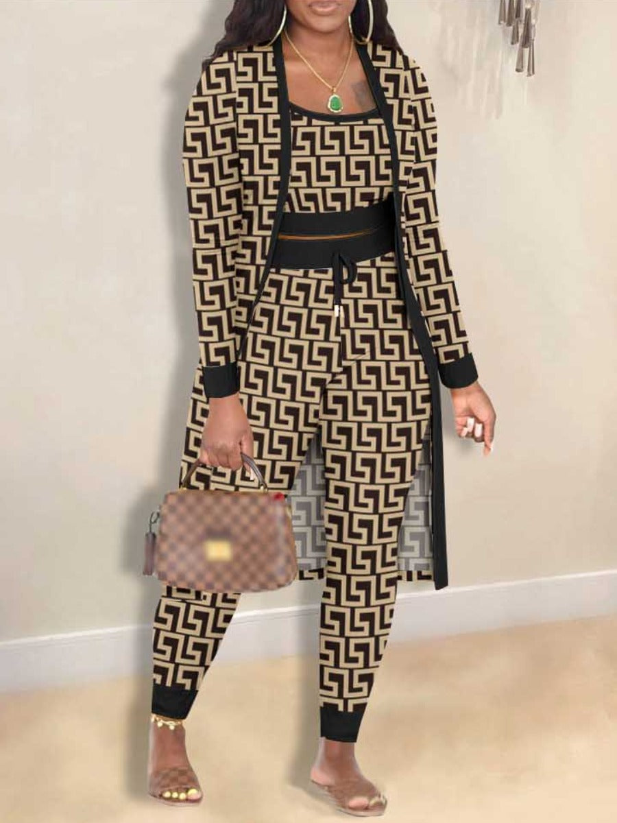 Cami Geometric Print Drawstring Three Piece Pants Set BO5084 Furdela