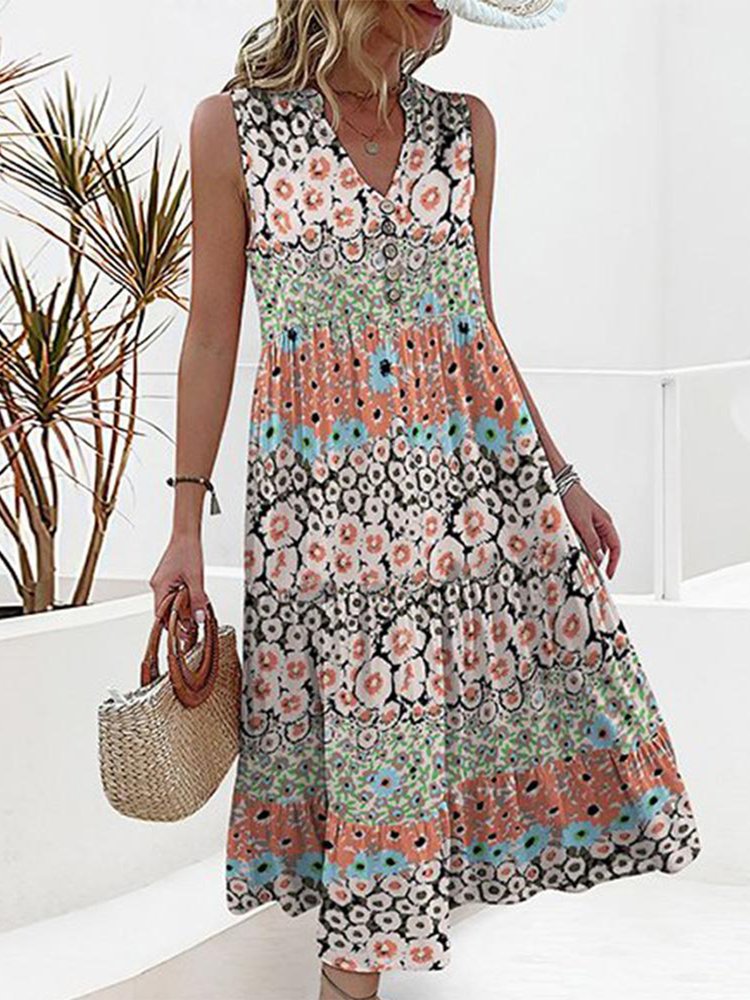 Crew Neck Elegant Ruched Floral Dress WE93
