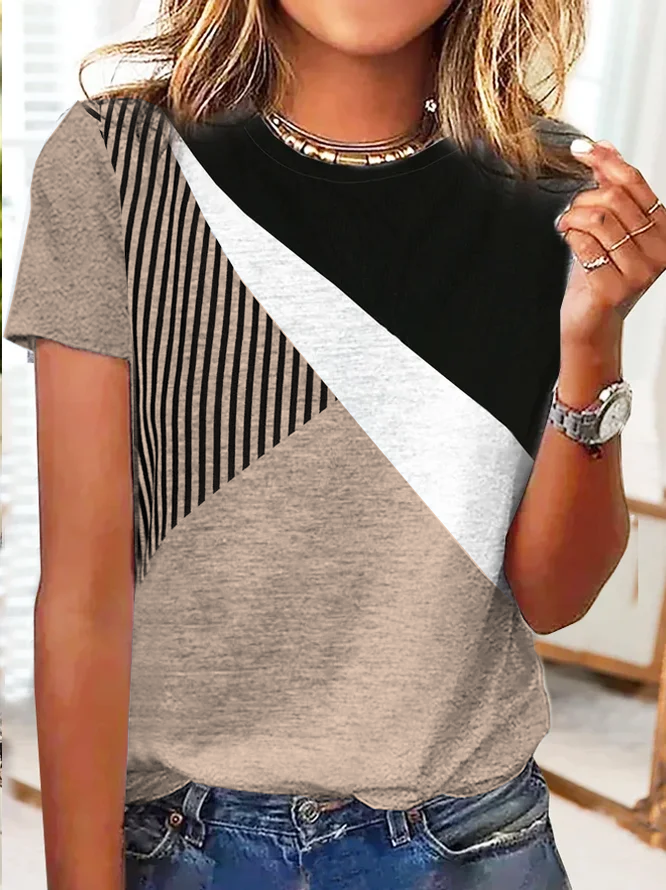 Jersey Casual Striped T-Shirt cc154