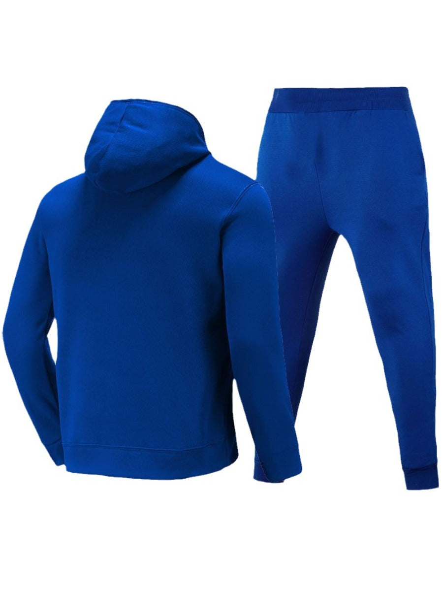 Men Cartoon Letter Print Kangaroo Pocket Tracksuit Set F4110