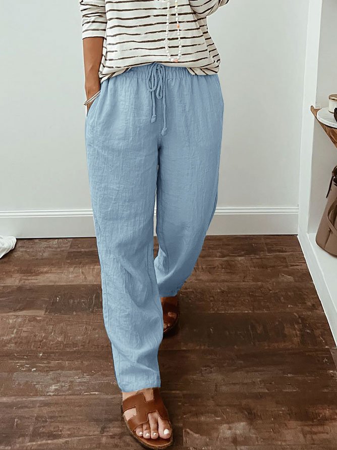 Casual Loose Plain Cotton Pants WX117