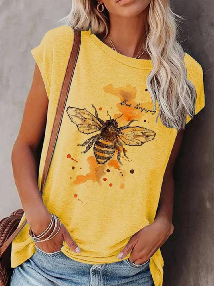 Round Neck Animal Regular Fit Short Sleeve T-Shirt QH100