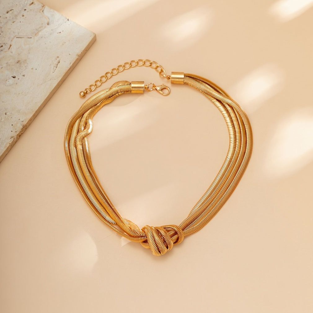 Multi-layer Knotted Chain Design Choker HT5877 Furdela