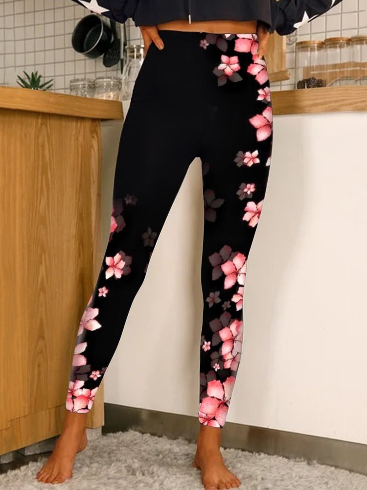 Women's Black legging Christmas Shinny Golend Glittering Print Thick Warm Elastic Leggings QS90