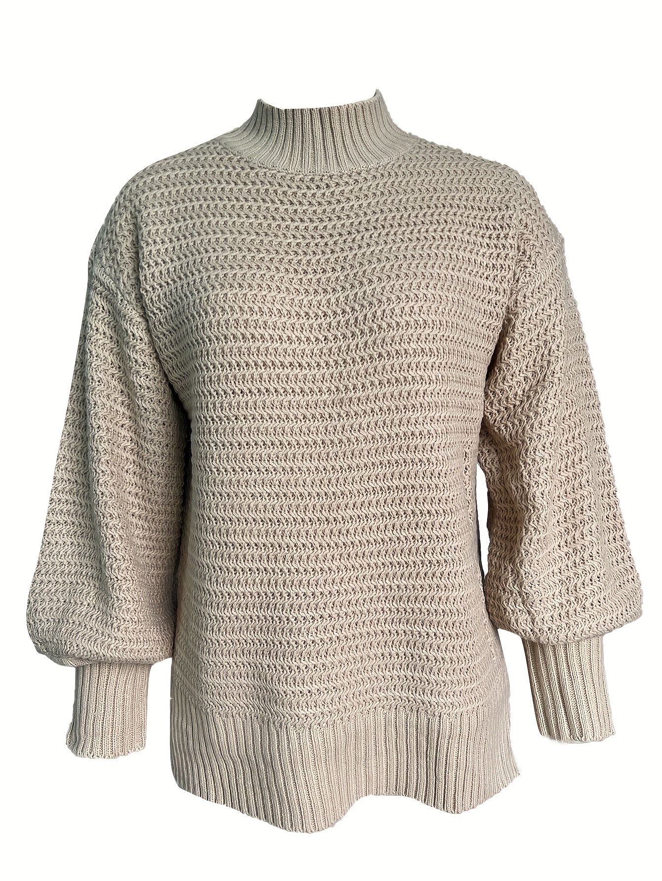 Solid Mock Neck Chunky Knit Sweater EY8521 Furdela