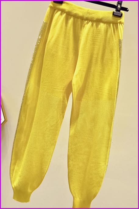 5 Colors Black White Orange Green Yellow Bling Pants F131 - Furdela