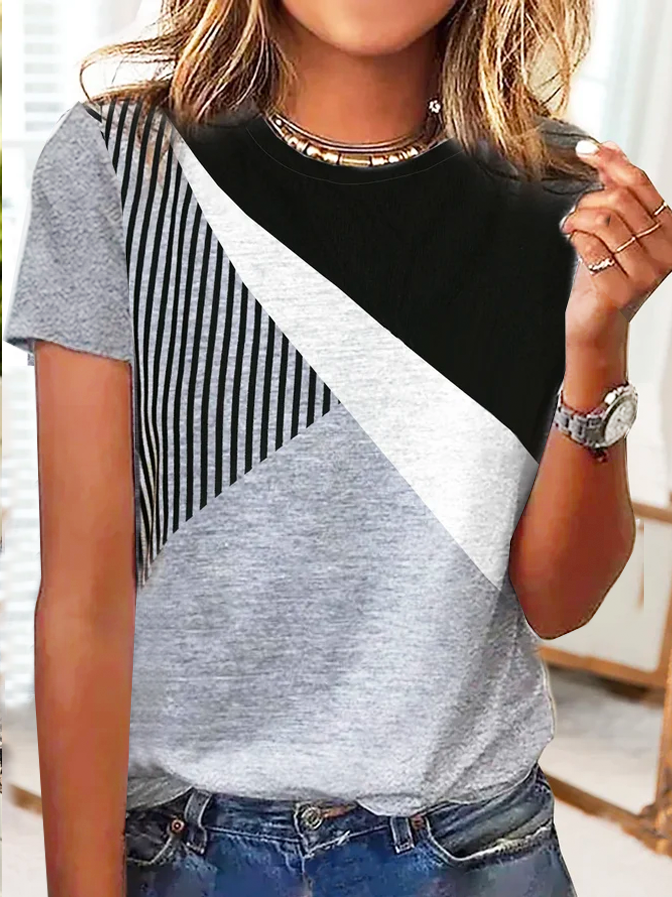 Jersey Casual Striped T-Shirt cc154