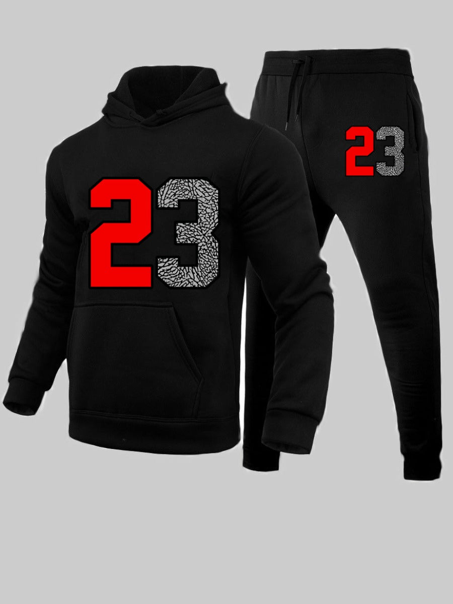 Men Letter Print Kangaroo Pocket Tracksuit Set AC2045