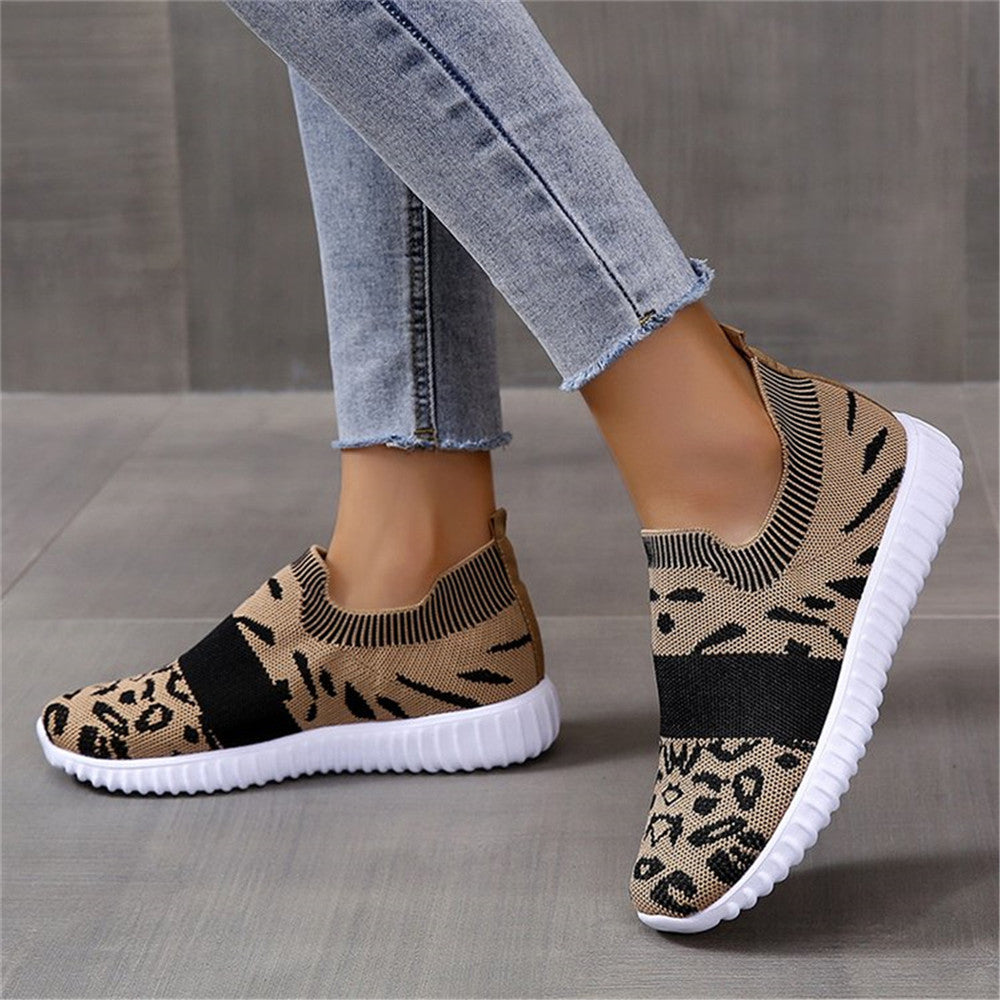 Women's Leopard Print Mesh Platform Sneakers, Breathable & Casual Running Shoes, Women's Footwear SE1027