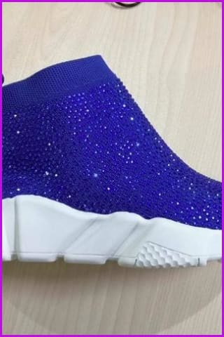 7 Colors Rhinestone Crystal Sock Boots Sneakers F175 Furdela