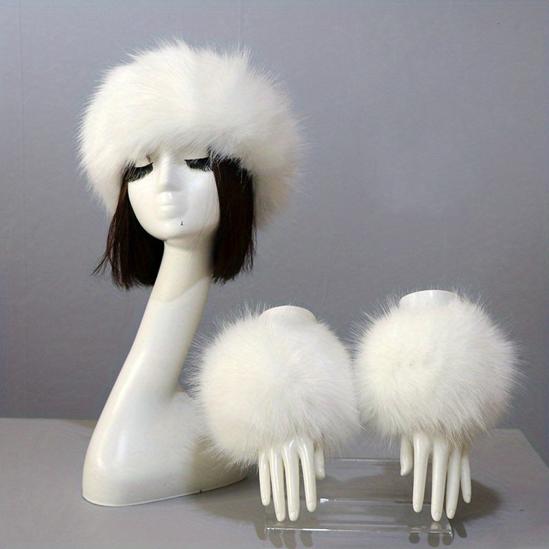 Fuzzy Hat & Fake Cuff Set EG6354 Furdela