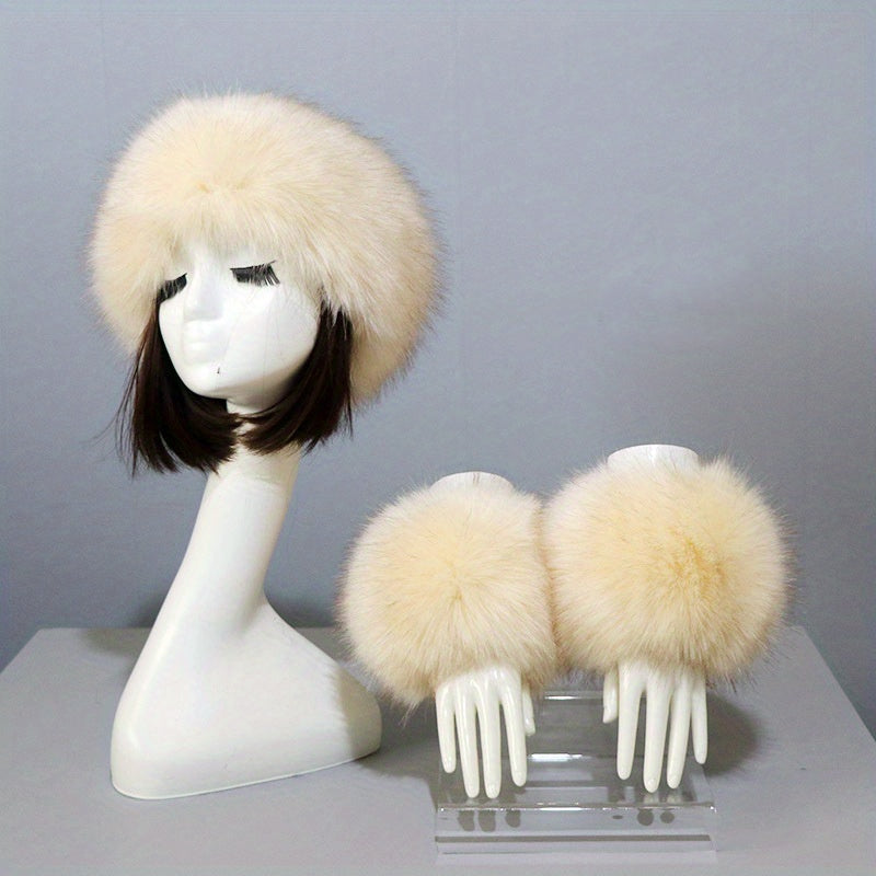 Fuzzy Hat & Fake Cuff Set EG6354 Furdela