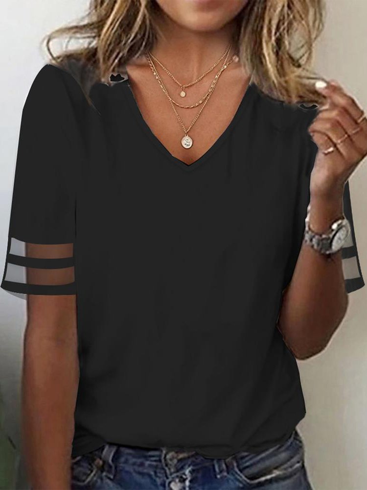 Loose V Neck Casual T-Shirt cc151