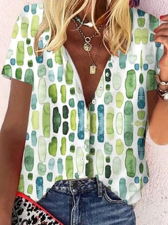 Loose Geometric Casual Blouse CC18