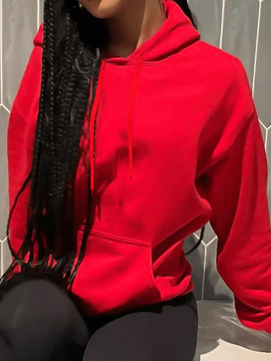 Letter Print Kangaroo Pocket Hoodie AR3073