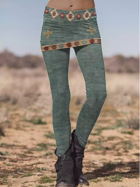 Jersey Boho Ethnic Long Leggings BB41