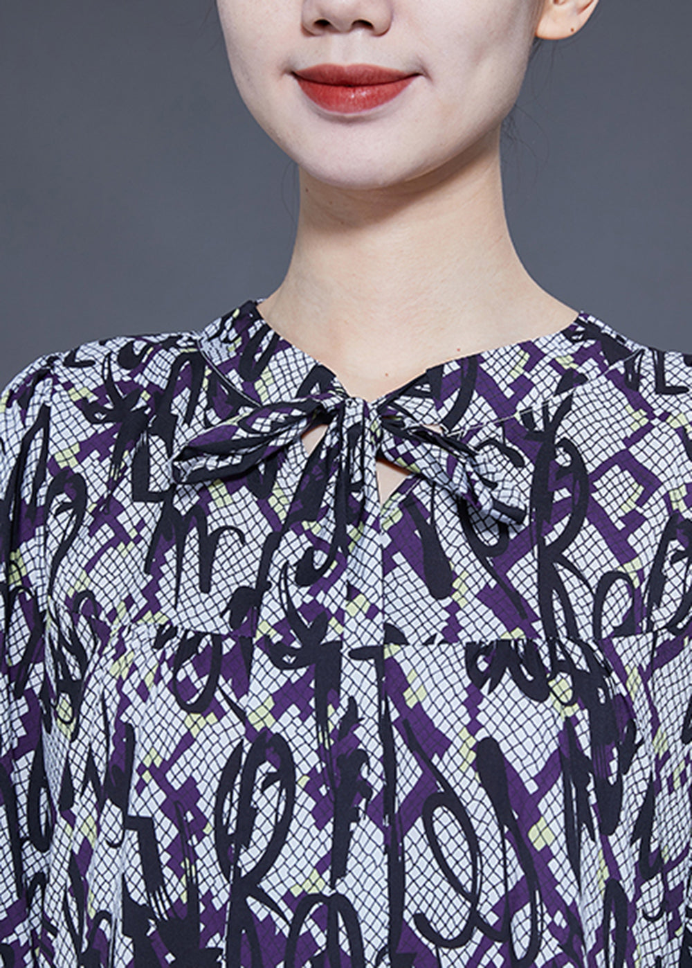 Bohemian Lace Up Patchwork Print Silk A Line Dress Spring LY1842