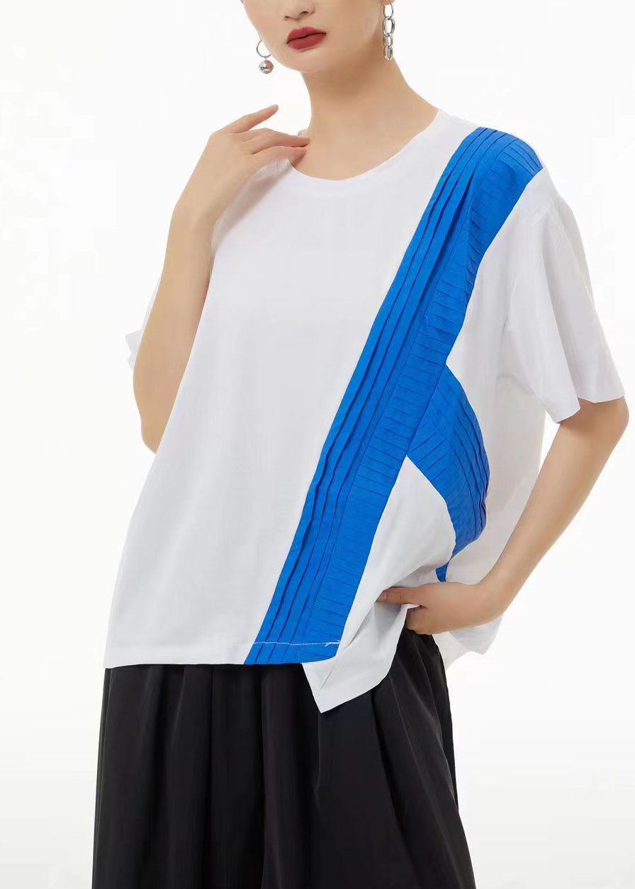 Chic Colorblock Asymmetrical Patchwork Cotton Tanks Summer LC0133