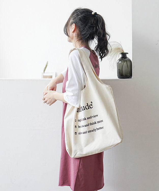 Classy White Letter Print Canvas Tote Handbag Satchel Bag Handbag LY1700