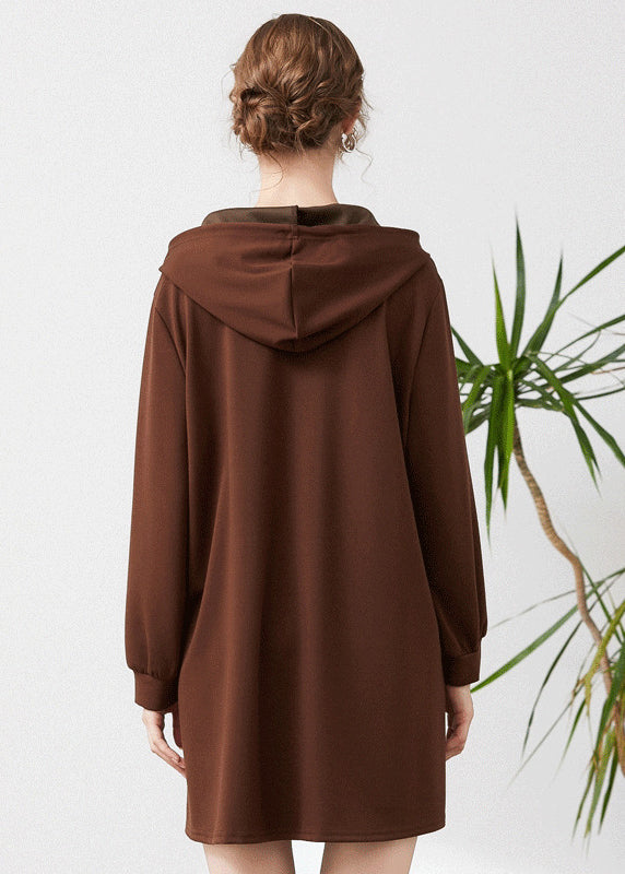 Coffee Print Cotton Pullover Sweatshirt Dress Oversized Spring LY0290
