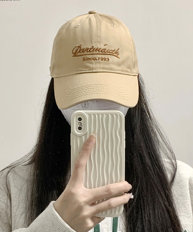 Cute Khaki Graphic Embroideried Cotton Baseball Cap Hat LY501