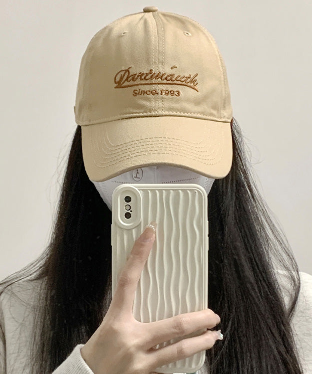 Cute Khaki Graphic Embroideried Cotton Baseball Cap Hat LY501