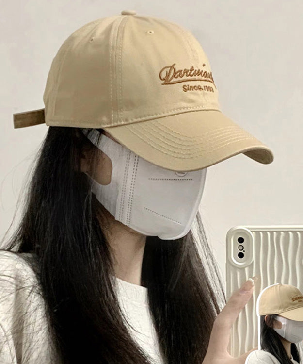 Cute Khaki Graphic Embroideried Cotton Baseball Cap Hat LY501