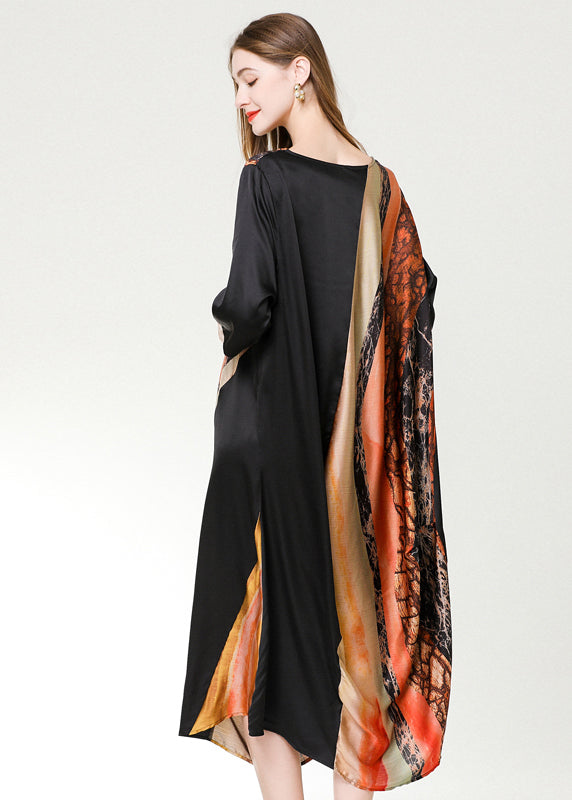 DIY Colorblock Asymmetrical Patchwork Print Chiffon Party Dress Summer LY0329