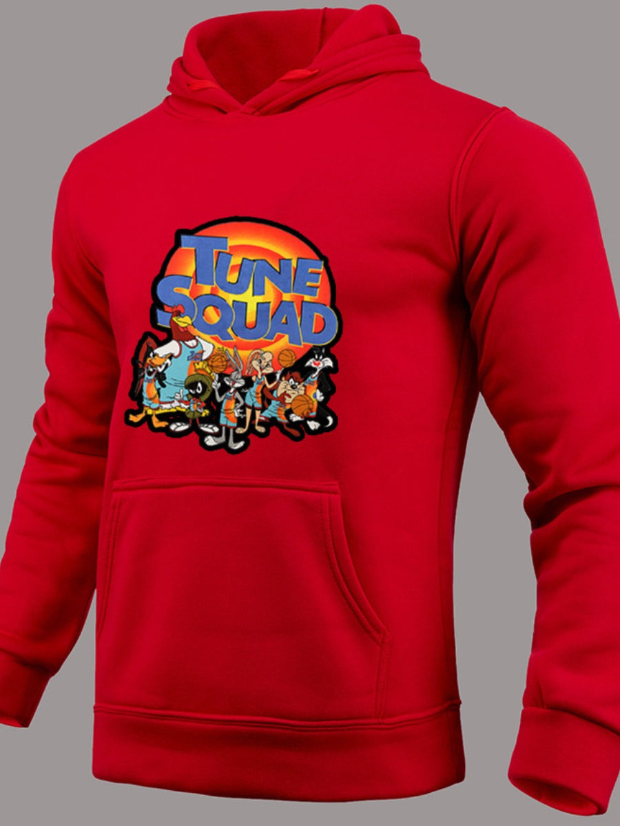 Plus Size Cartoon Letter Print Kangaroo Pocket Tracksuit Set AR7055