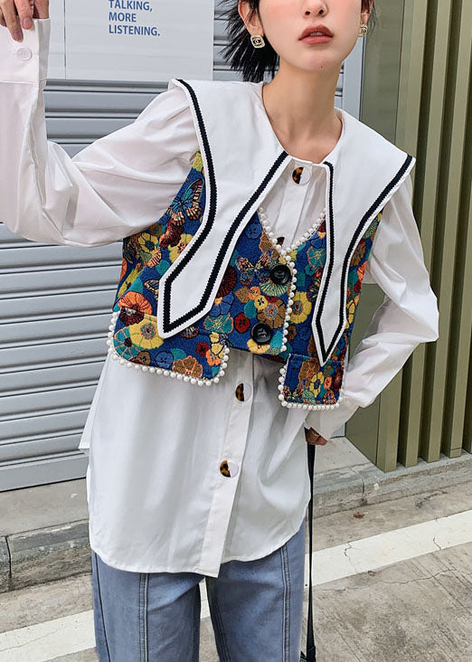 Fine Colorblock Jacquard Nail bead Patchwork Cotton Vest Spring LY0771