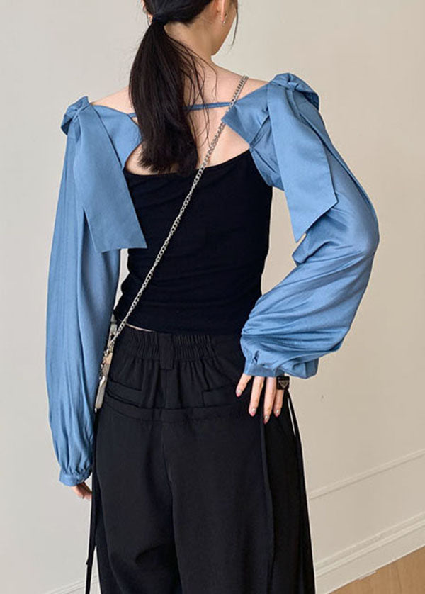 Fine Colorblock Wrinkled Patchwork Cotton Shirt Top Spring LY0789