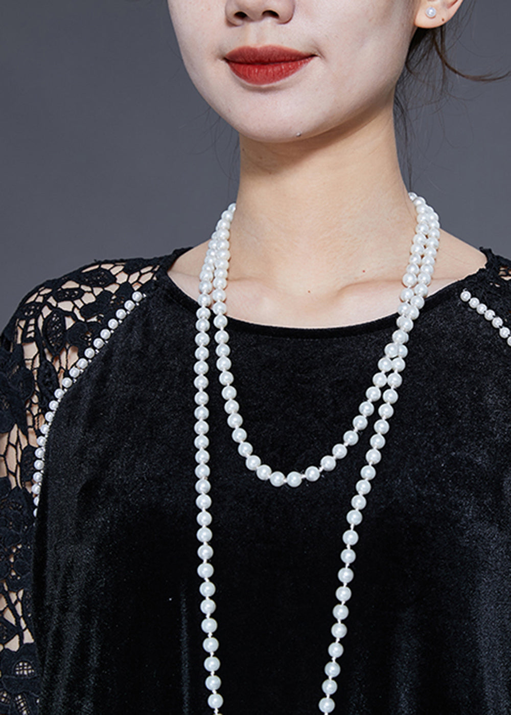 French Black Hollow Out Lace Patchwork Silk Velour Maxi Dresses Summer LY1765