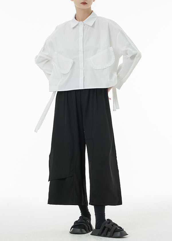 French White Oversized Side Open Cotton Shirt Top Spring LC0101