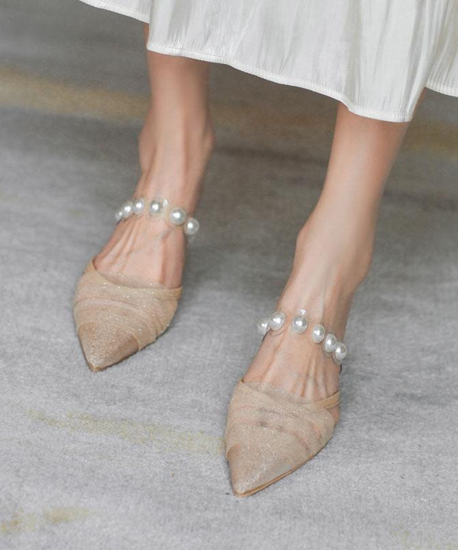 Grey Chunky Slide Sandals Plus Size Hollow Out High Heel Slippers LC0195