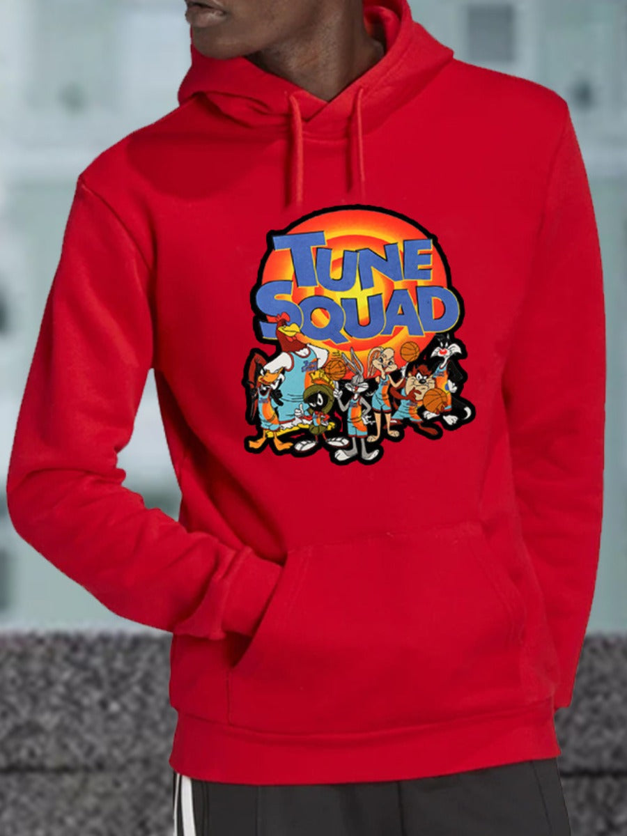 Plus Size Cartoon Letter Print Kangaroo Pocket Tracksuit Set AR7055