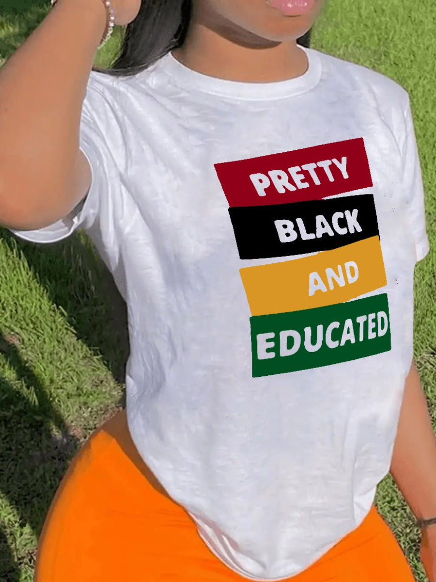 Lemon Melanin Made Letter Print T-shirt AR500