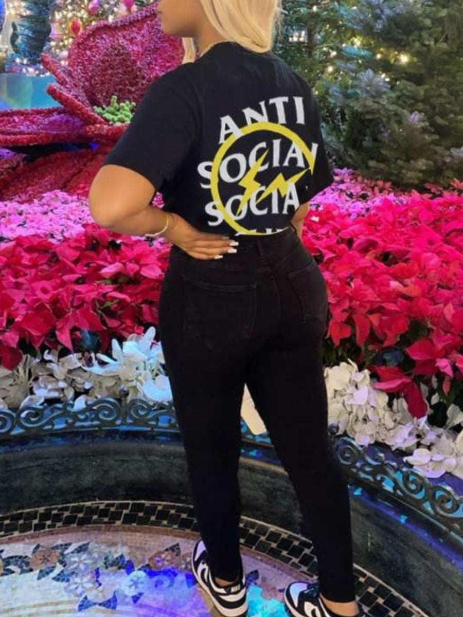 Anti Social Social Club Letter Print T-shirt AR5013