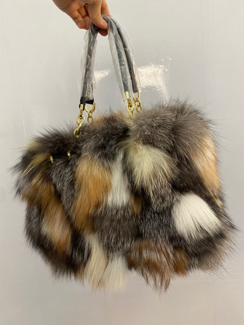 Real Silver Fox Fur Messenger Bags F3669 Furdela Wholesale